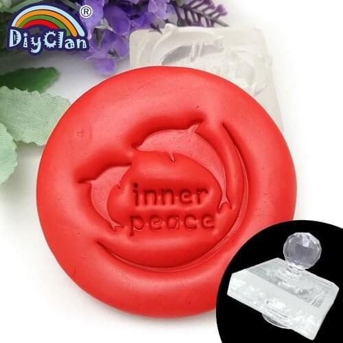Handmade Dolphin Pattern Soap Stamp Mold Diy Inner Peace Organic Glass Soap Making Chapter Acrylic Soap Seal With Handle Z0186HT