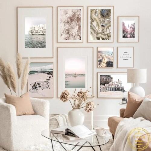 Modern Beach Scenery Poster Wall Art Canvas Painting Nordic Landscape Picture Minimalist Print for Living Room Home Decor Design