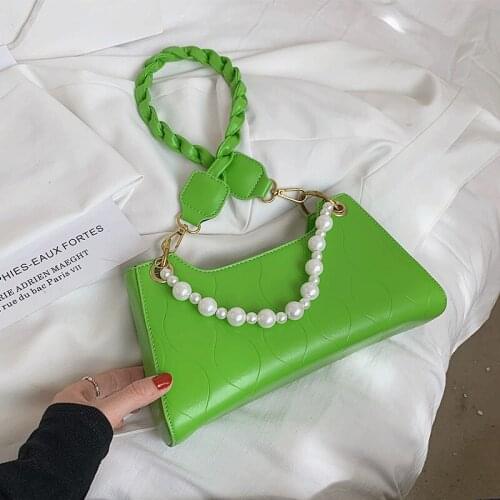 Green Crossbody Bags for Women Brand Designer Shoulder Bag Sac Female Messenger Bag Solid Pearl Ladies Hand Bags Party Clutch