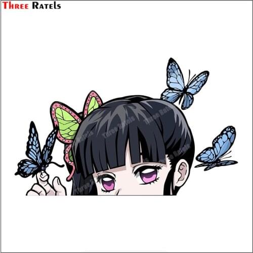 Three Ratels A434 KANAO TSUYUN PEEKING JDM Sticker Funny Anime Girl For Car-Styling Auto Tool Suitable For Fuel Tank Cap Bumper