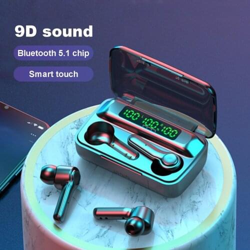 TWS R7S Bluetooth 5.1 Headset 2000mAh Wireless Earbuds Touch Control Sports LED Display 9D Bass Stereo Earphones Auto Matching