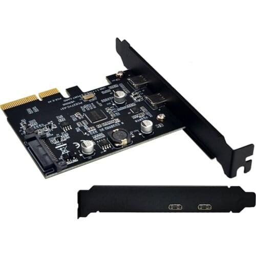 USB 3.1 PCIE PCI Express Expansion Card PCI-E 4X to USB 3.1 Gen2 10Gbps 2-Port USB C Adapter ASMedia ASM3142 Chipset For Desktop