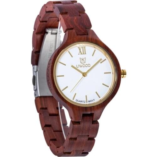 Uwood Women Wooden Watches Casual Quartz Movement Vintage Wristwatch for Ladies
