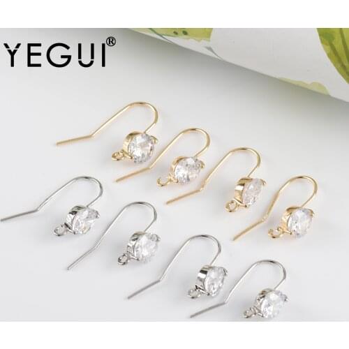 YEGUI M1058,jewelry accessories,clasp hooks,18k gold plated,copper metal,rhodium plated,zircons,charms,jewelry making,10pcs/lot
