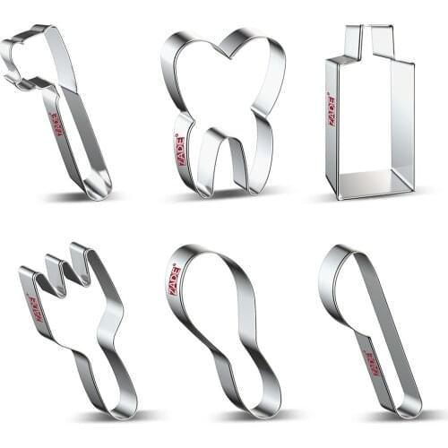 ZADE Baby Cookie Cutter Wash gargle,Tooth ,Toothbrush,Toothpaste,Fork, Knife, Spoon Biscuit / Fondant Cutter - Stainless Steel