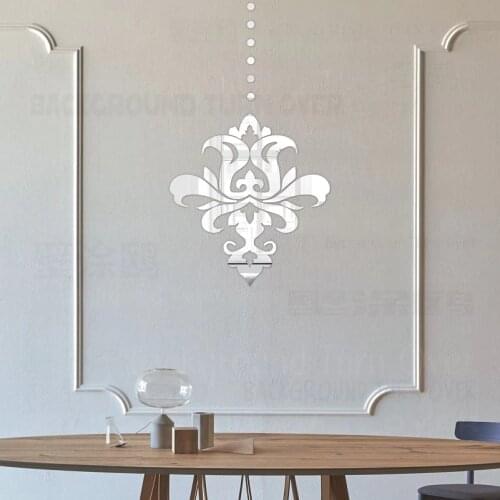 Mirror Wall Stickers Home Decor Room Decoration For Bedroom Door Decorative European Reflective Acrylic 3D Retro Chandelier R118