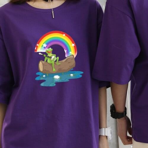 Frog Tees Casual Pullover Harajuku Tshirt Cotton Womens Short Sleeve T-shirt Kawaii Unisex Clothing Summer Plus Size Streetwear