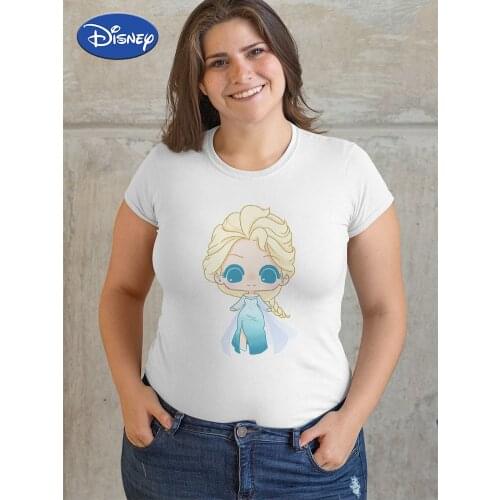 Elsa Princess Vintage 90S Clothing Plus Size T Shirt Womens Girls Can Do Anything Vogue European Short Sleeve Elegant Party