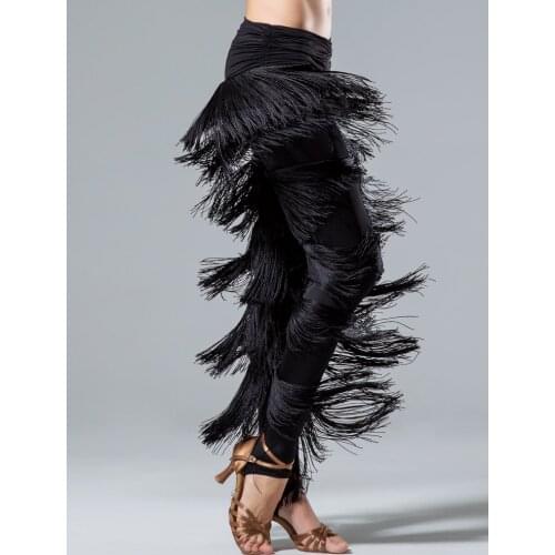 Ladies Adult Modern Dance Skirt Pants Fringed Pants Latin Dance New Fringe Pants Latin Ballroom Dance Tango Dress Pants