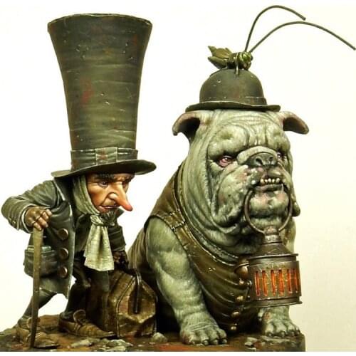 1/32 54mm Resin Model figure GK Crooks and dogs Q version fantasy theme Unassembled and unpainted kit