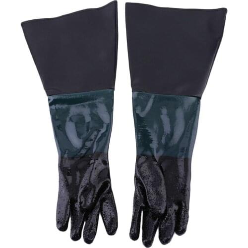 1 Pair Heavy Duty Gloves Soft PVC Vinyl Sandblasting Gloves 60cm For Sandblaster Sand Blast Cabinet Sandblasting Machine