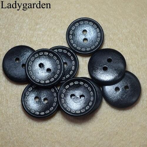 10MM 18MM Dashed Wooden Buttons Diy Sewing Garment Accessories 100PCs Dark Brown Round Bowl Shape Laser Dashed Wooden Buttons