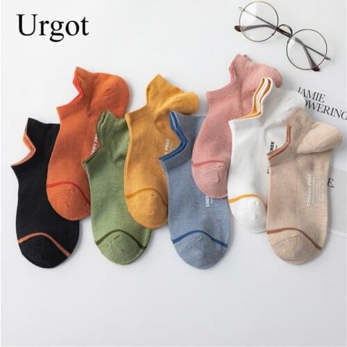Urgot 10pcs=5pairs Womens Boat Socks Cute Color Fashion Print Invisible Socks Summer Autumn Ladies Girl Female Meias Calcetines