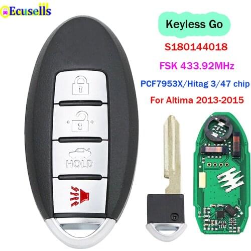 3+1 Button Keyless-go Remote Key Fob FSK 433.92Mhz PCF7953X / HITAG 3 / 47 CHIP for Nissan Altima 2013-2015 S180144018