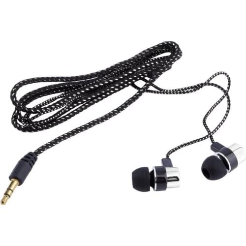 3.5mm Stereo Woven Fiber Cloth Line Headset Device Metal Earphones Jack Wholesale