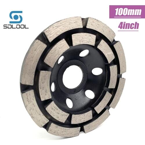 2pcs 4’’100mm Double Row Diamond Grinding Wheel Disc Bowl Shape Grinding Cup Wheel for Marble Granite Concrete