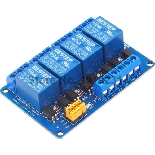 24V 4 Channel Relay Module High and Low Level Trigger with Optocoupler Relay Output 4 way Relay Module for Arduino
