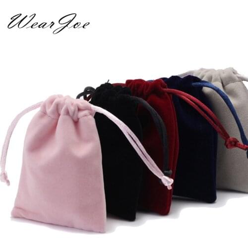 Custom 50pcs Jewelry Velvet Drawstring Bag Gift Packaging Pouches Wedding Party Decoration Eyelashes Makeup Cotton Storage Bags