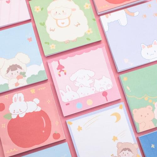80sheets Sticky Notes Memo Pad Korea Creative Cute Pet Party Series Ins Cartoon Message Post Notes Paper N Times Stickers