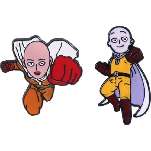 Anime Lovers Accessories One Punch Man Saitama Cute Cartoon Alloy Metal Enamel Bag Clothes Coats Lapel Badge Brooch Pin