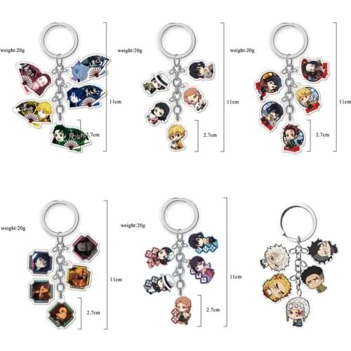Anime Demon Slayer Keychain Acrylic Kimetsu No Yaiba Blade of Ghost Keychains Key Chain Keyring Jewelry Accessories Fans Gifts