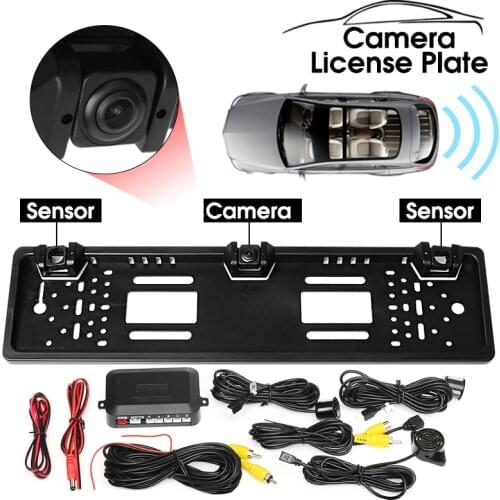 Universal HD CCD car rear view camera EU European license plate frame reversing camera radar probe reversing radar