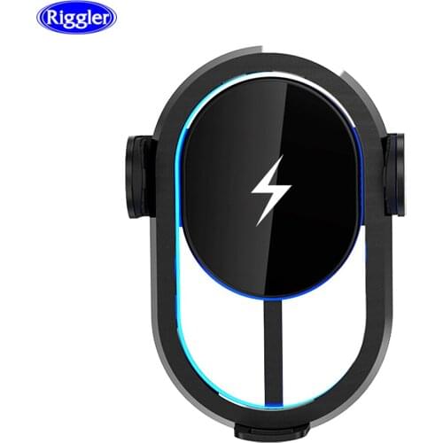 Qi Wireless Car Charger LED Atmosphere Light 15W Fast Charge Holder forHuawei P30pro Mate30pro forIphone 11pro 11 XS MAX XR