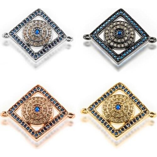 20*25mm Evil Eye crystal micro pave cz zircon cubic zirconia beads DIY Copper necklace charm bracelet connectors tdfg2