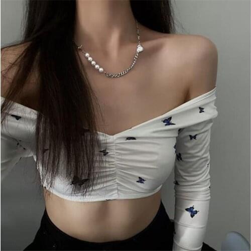Stainless Steel Chain Reflect Light Simulated Pearls Heart Cross Necklaces For Women Jewelry Short chain Chokers Necklace fj111