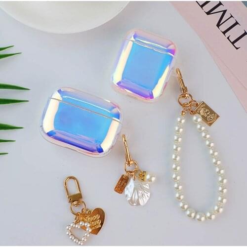 Earphone Case for AirPods Pro 2 3 AirPod Case Laser Colorful Cover with Keyring Soft Headphone Charging Box Accessories Funda