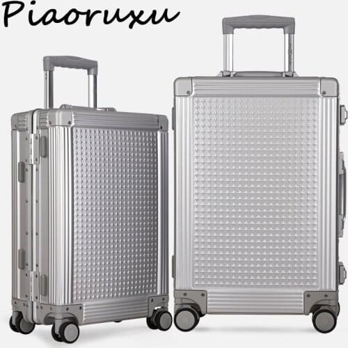 100% aluminum magnesium alloy fashion luxury Brand Rolling Luggage Spinner Travel Bags noble Suitcase Wheels