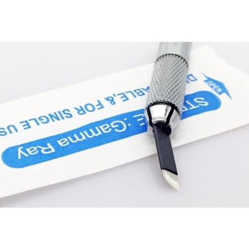 Double Row 18 Tattoo Microblading Needles Fog Blades Eyebrow Permanent Makeup Flat Needle for Manual Pen 3D Embroidery Pin