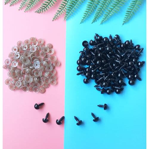 100PCs 6-14mm Black Plastic Amigurumi Eyes Safety Eyes For Teddy Bear Stuffed Toys Snap Animal Puppet Dolls Craft Eyes For Toys