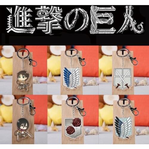 Comic Attack On Titan Keychain Cute Acrylic Anime Figure Mikasa Ackerman Weapon Pendant Keyrings Jewelry Gifts for Friends New