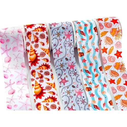 10yadrs Exquisite Starfish Pattern Printed Grosgrain/satin Ribbon Used as Bow