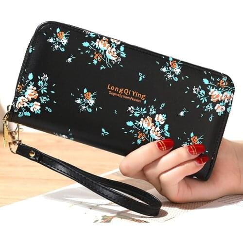 Women Wallets Flower Lady Long Coin Purses Cards Holder Woman Zipper Handbags Billfold Wallet Burse Clutch Money Bags Pocket