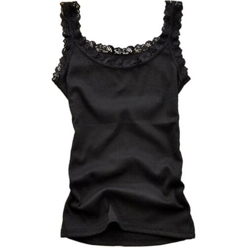 Women Sexy Lace Tank Tops Multicolors Sleeveless U Neck Soft Vest Summer Fashion Casual Cotton Camisole Tops