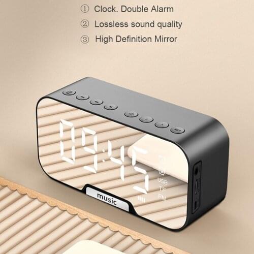 Multifunction Mirror Alarm Clock Bluetooth Speaker With FM Radio Table Clock LED Mirror Snooze Wireless Music Player Subwoofer