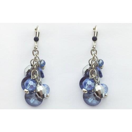 Fashion Charm Blue Crystal Beads Clip Hoogie Earring New Grape Design Jewelry for Women Girls Party Wedding