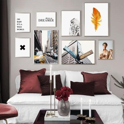 New York City Street Girl Quote Landscape Wall Art Canvas Painting Nordic Posters And Prints Wall Pictures For Living Room Decor