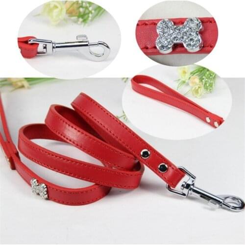 New Soft Durable Leather Dog Leash Pet Training Lead Rope Puppy Safety Walking Leads Perro Gato Doggie Leash Bone Accessory
