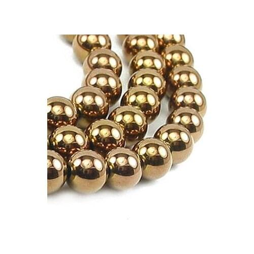 Wholesale Fashion 8mm 10mm 12mm Rose Gold Hematite Non-Magnetic Loose Spacers End Beads For Macrame Bracelets Jewelry Making