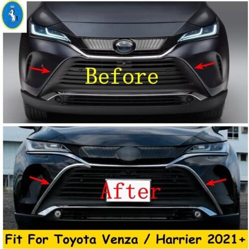 Yimaautotrims Front Grill Racing Grille Mesh Side Decoration Stripes Cover Trim ABS Exterior Fit For Toyota Venza / Harrier 2021