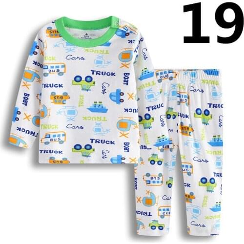 Green Trucks Baby Boys Pajamas Clothes Set Children Sleep Sets Baby Sleepwear 100% Cotton Cartoon Bebe Clothing Nightgown