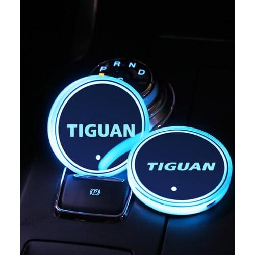 2Pcs For VW Volkswagen Tiguan 2 mk2 2008 - 2019 2020 2021 Car LED Cup Holder Auto Interior Lighting Decorative Lamp Drink Holder