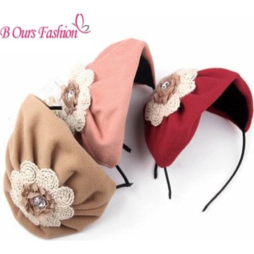 Winter style woll velvet flower hat style women children hairband party hair accessories girls headband