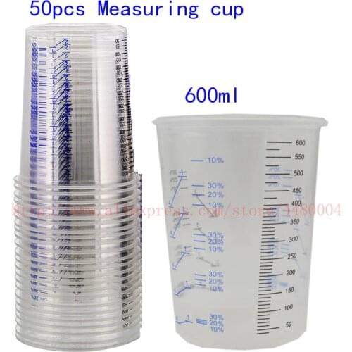 25/50pcs PPS Paint Spray Gun Cup 600ml Disposable Flexible Clear Graduated Plastic Mixing Cups Use for Car spraying