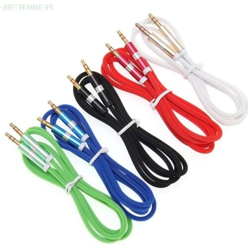 Stripe pure color Audio Aux Cable Jack 3.5 mm Male to Male For iPhone Car Headphone Speaker Wire Line wholesale 300pcs/lot