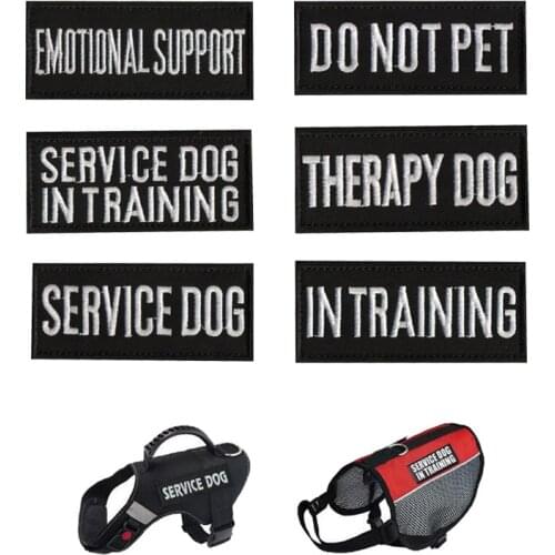 1 Pc Black and White English Embroidery Military Tactical Dog Sticker Service Dog Badge Working Dog Service Dog Vest Applique