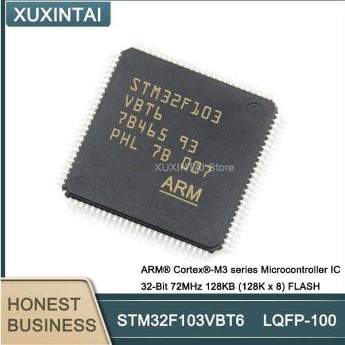 10Pcs/Lot STM32F103VBT6 STM32F103 ARM® Cortex®-M3 series Microcontroller IC 32-Bit 72MHz 128KB (128K x 8) FLASH